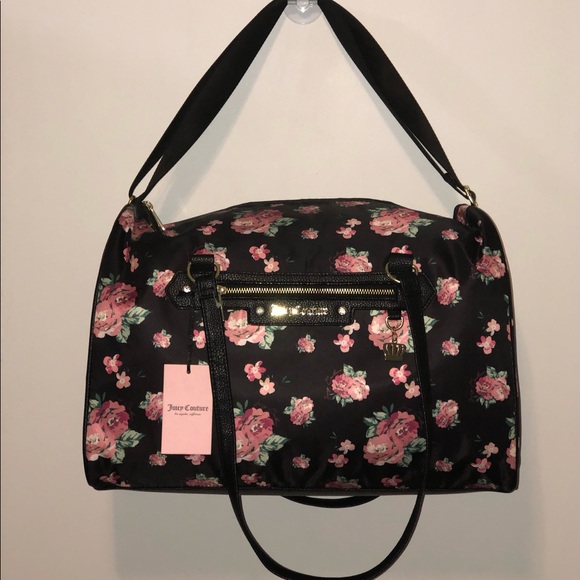 Juicy Couture Bags Juicy Couture Weekender Bag Black With Roses Poshmark